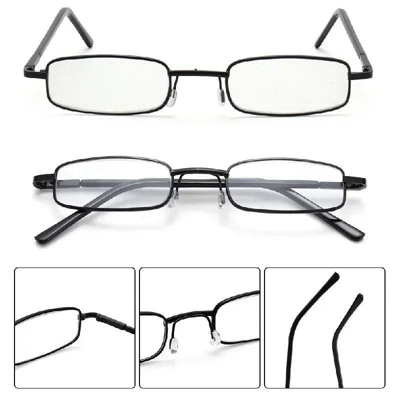 Reading Glasses Anti-blue Light for Men Women Metal Frame Portable HD Pen Holder Ultralight Glasses Eye Protection Goggles