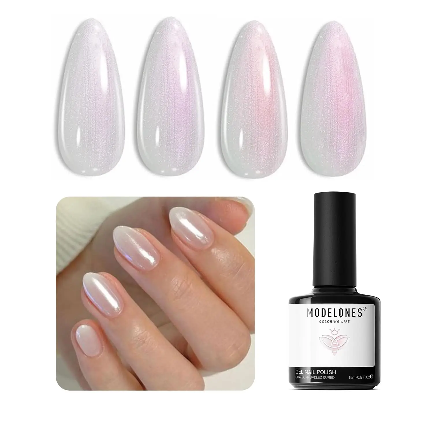 

modelones Glitter Gel Nail Polish opal gel nail polish Pastel Soak-Off UV Gel Polish - 28+ Days Long-Lasting Salon-Quality Nail