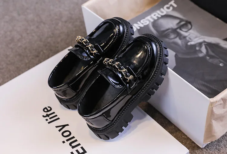 Frühling Herbst Jungen Mädchen Dickbesohlte Lackleder Oxford-Schuhe Kinder Weichbesohlte Rutschfeste Schul-Loafer Kinder Freizeit Schüler Schuhe – Detail 15