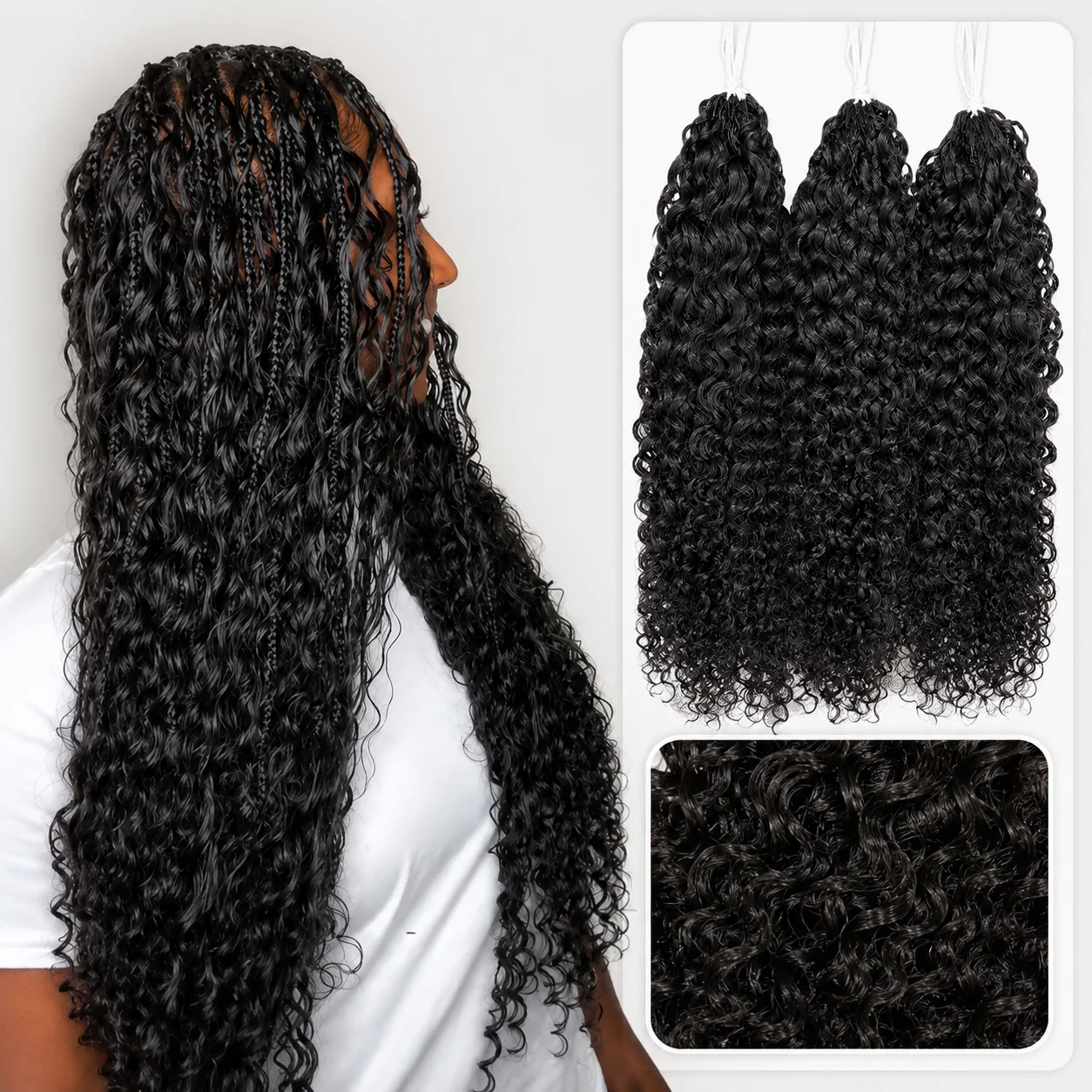 

Kinky Curly Crochet Human Hair Miracle Knots Curly Feather Pre Looped Braiding Hair Extensions Natural Human Hair Bundles Soft Full Lightweight No Tangle Reusable Boho Curl Protective Style For Women