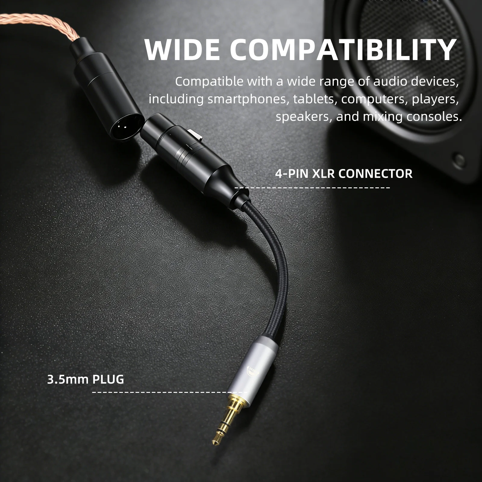 

OKCSC XLR 4-контактный разъем «папа» на 3,5 мм 4,4 мм 6,35 мм «папа» HIFI аудиокабель для преобразования наушников Кабель передачи AUX OFC