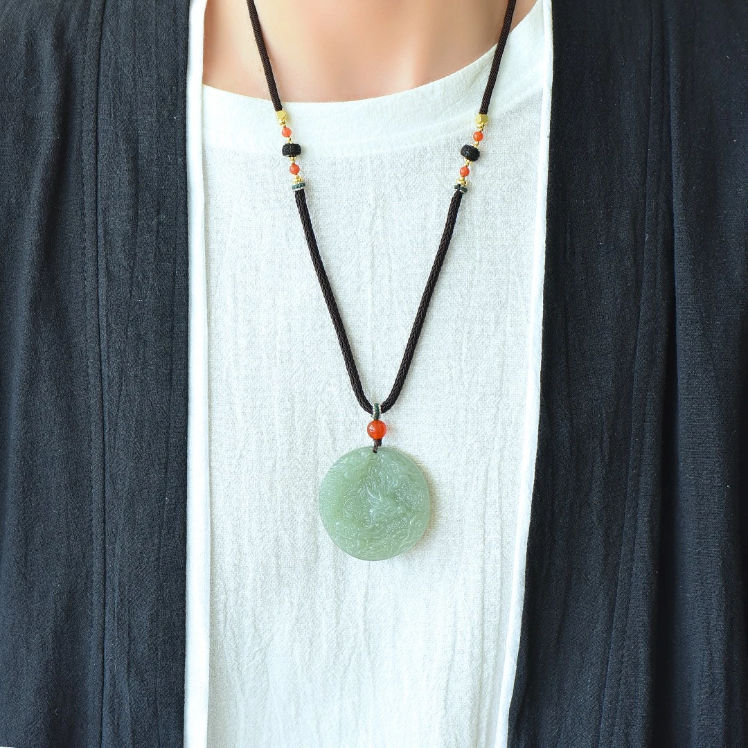 Genuine China Nephrite Stone Certified Jade Dragon Pendant Necklace Women Fine Jewelry Natural Hetian Jade Lucky Charms Amulets view 6
