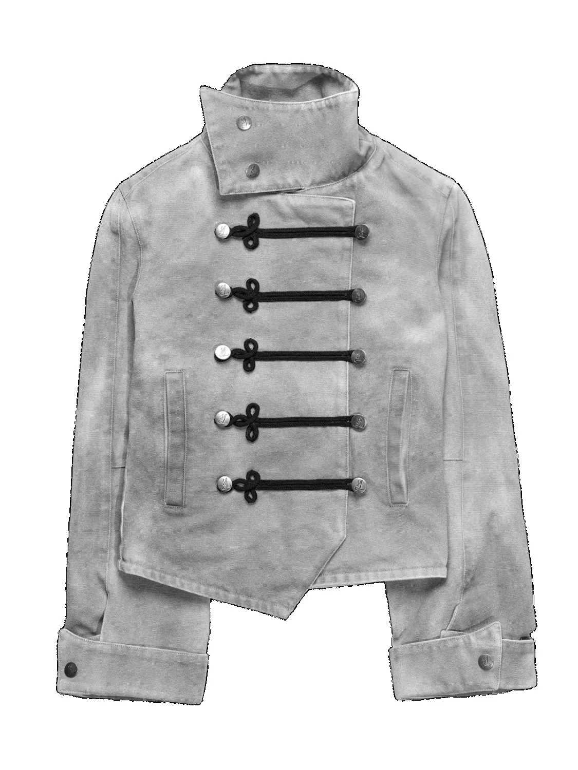 Y2K Napoleon Jacke Retro Gewaschen Asymmetrischer Saum Stehkragen Bandage Jacke Gothic Herren Damen Slim Fit Streetwear Subkultur Kleidung