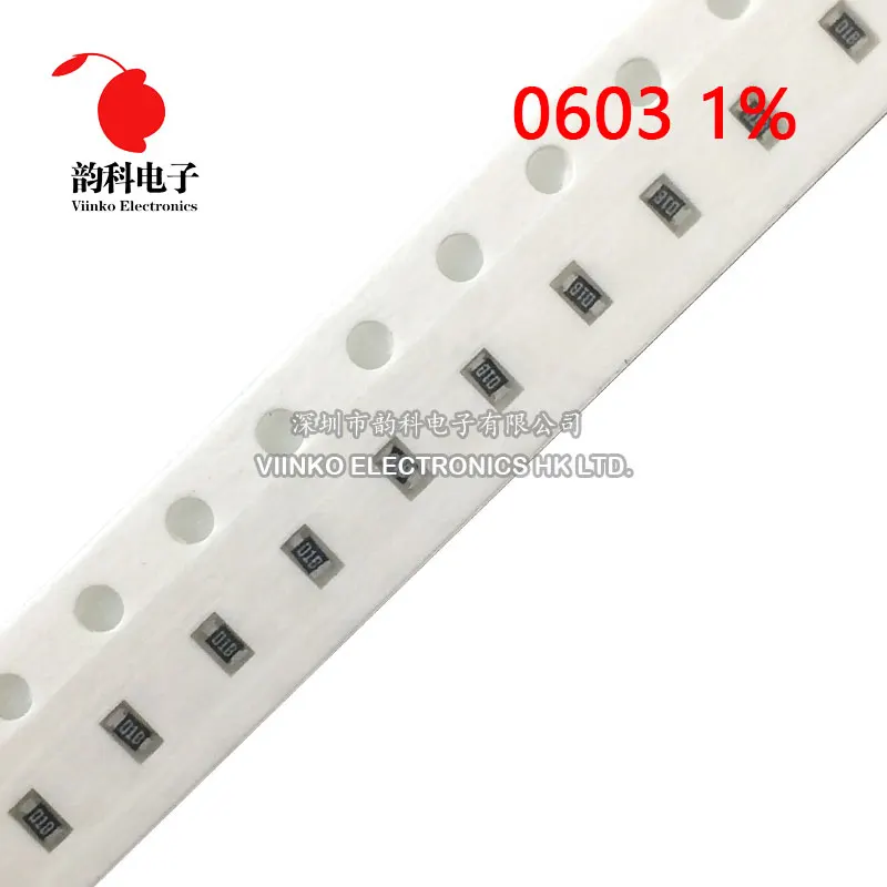 100szt 1% 0603 Rezystor SMD 0R ~ 10M 1/10W 0.1 0.22 10 100 150 220 330 ohm 1K 2.2K 10K 100K 0.1R 1R 10R 100R 150R 220R 330R 1M