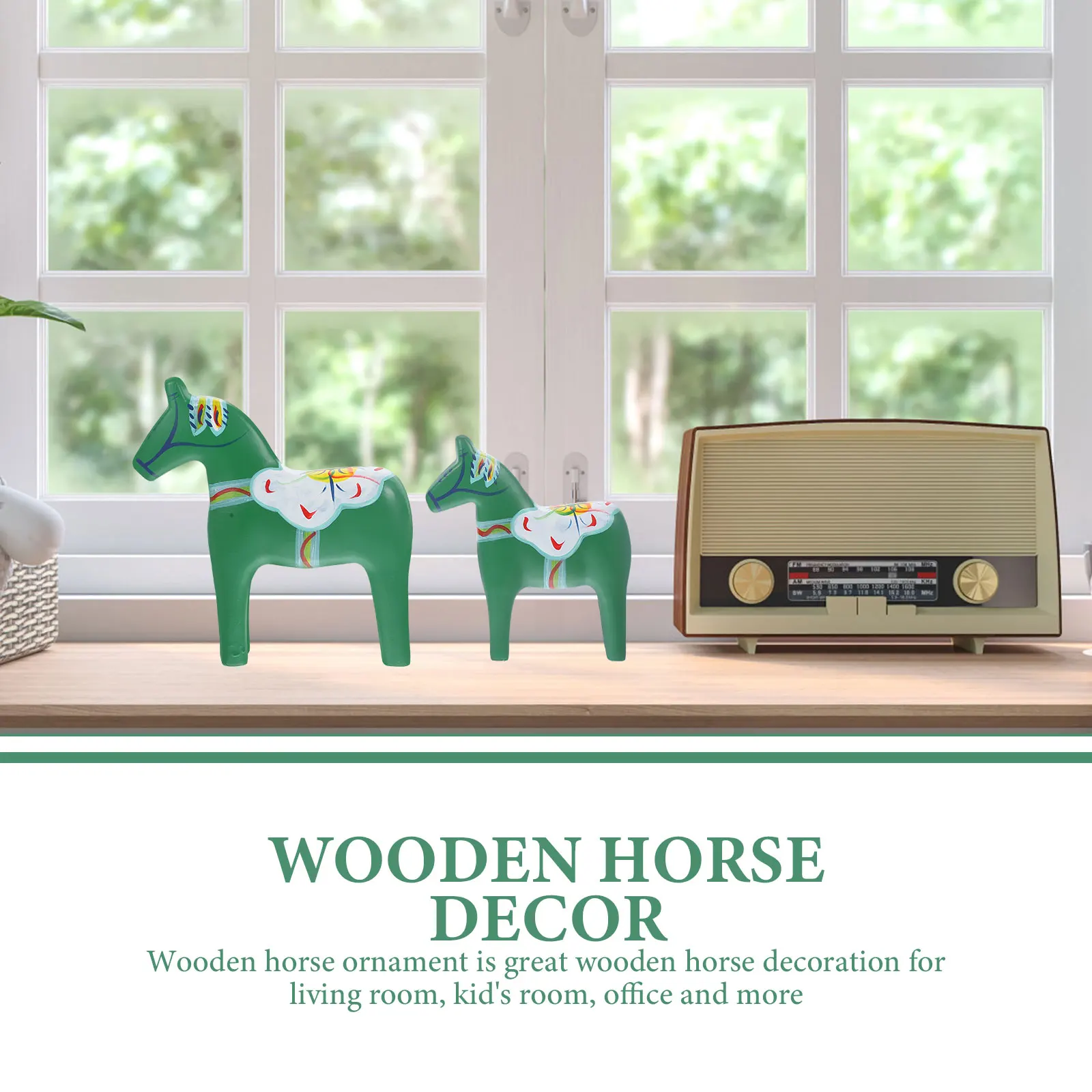

Wooden Horse nament Painted Desktop Decor Children Room Christmas Adornment Layout Model Miniature Statue