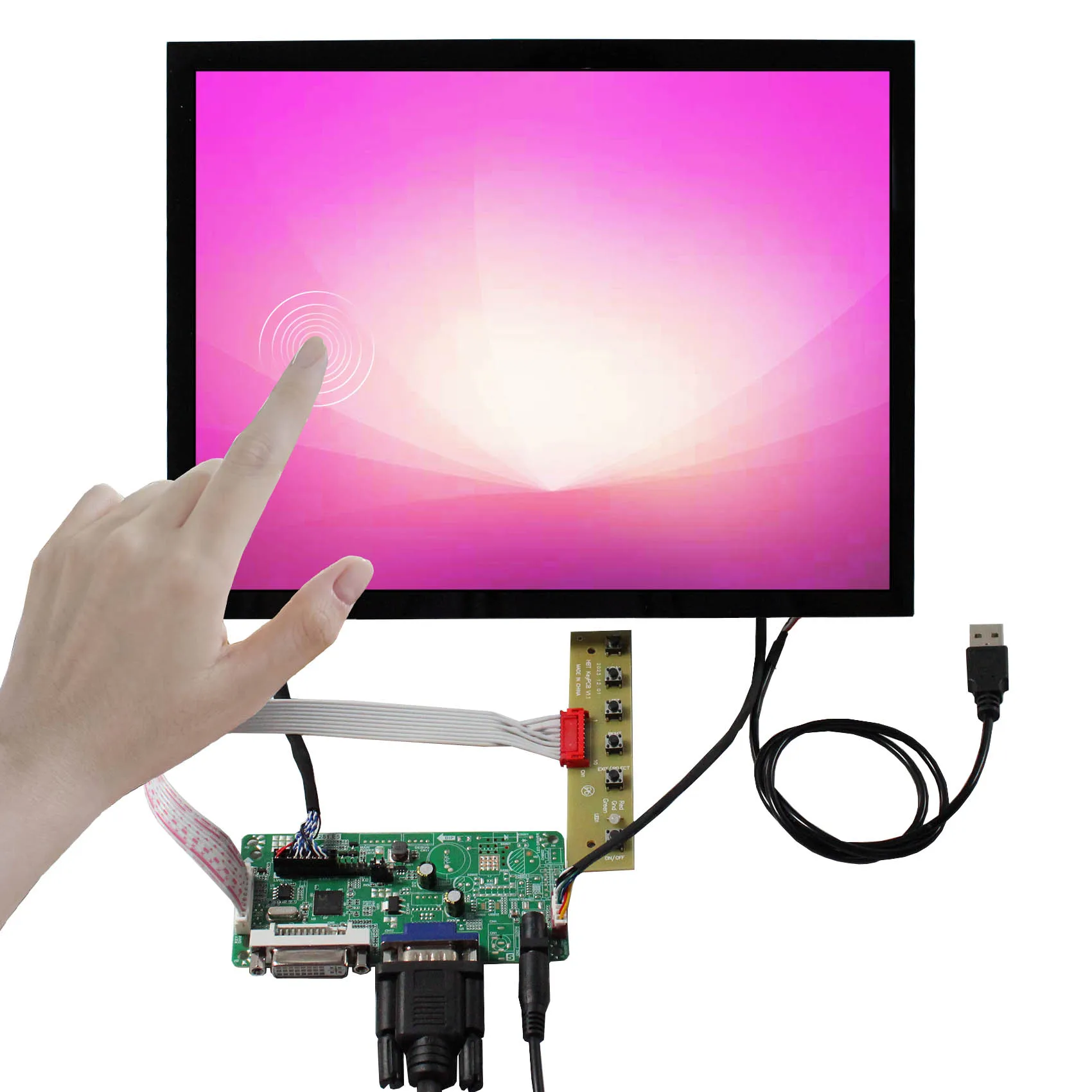 Dvi Vga Lcd Driver Board Diy Board Industry Touch Panel 12.1