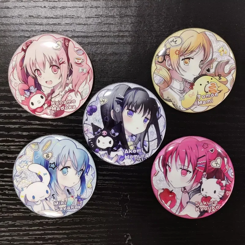 Puella Magi Madoka Magica Anime Figures Tomoe Mami Miki Sayaka Cosplay Metal Badge Sakura Kyouko Decor Brooch Toy Pins Fans Gift