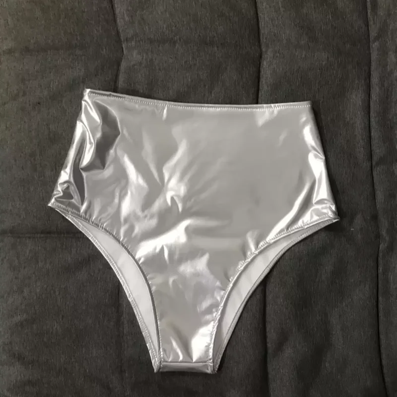 Sexy Shiny Elastic Patent Leather High Waist Zipper Shorts Slim Glossy Nightclub Bar Stage Performances Clothing