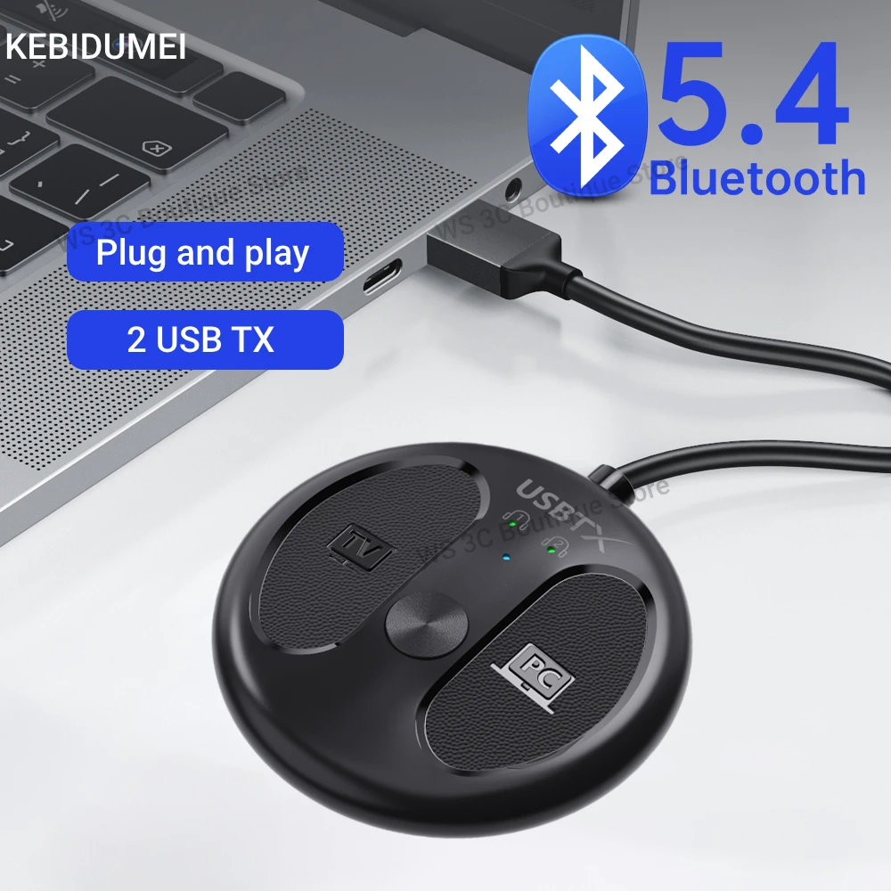 Bluetooth 5,4 аудиопередатчик с низкой подсветкой, стерео музыкальный беспроводной адаптер Connect 2, наушники/динамик для ПК, ТВ-переключатель PS5/4