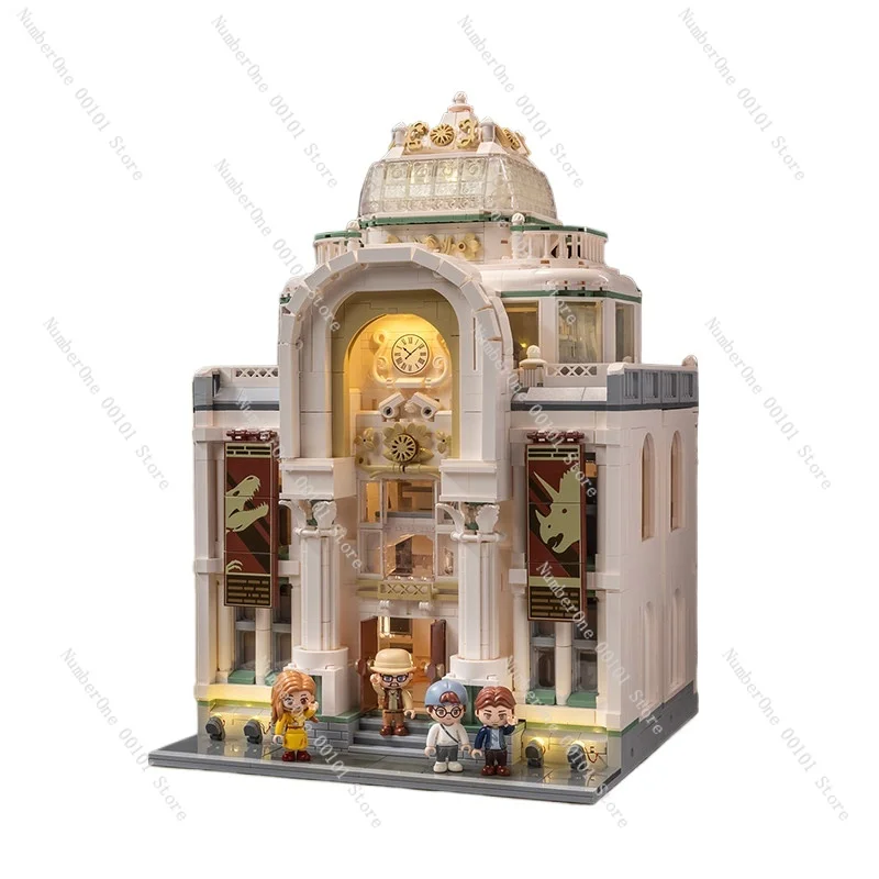 Dinosaur Museum Building Block Set With LED Lights Street View Model Fossil Skeleton Bricks Educational STEM Toy For Kids Adults