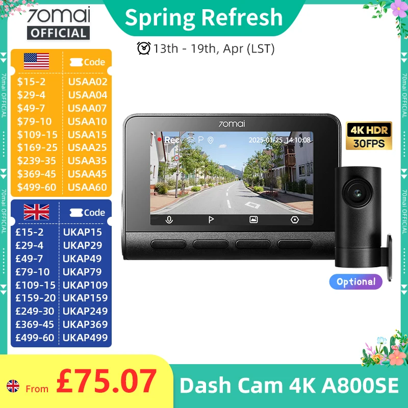70Mai A800SE 4K Car…