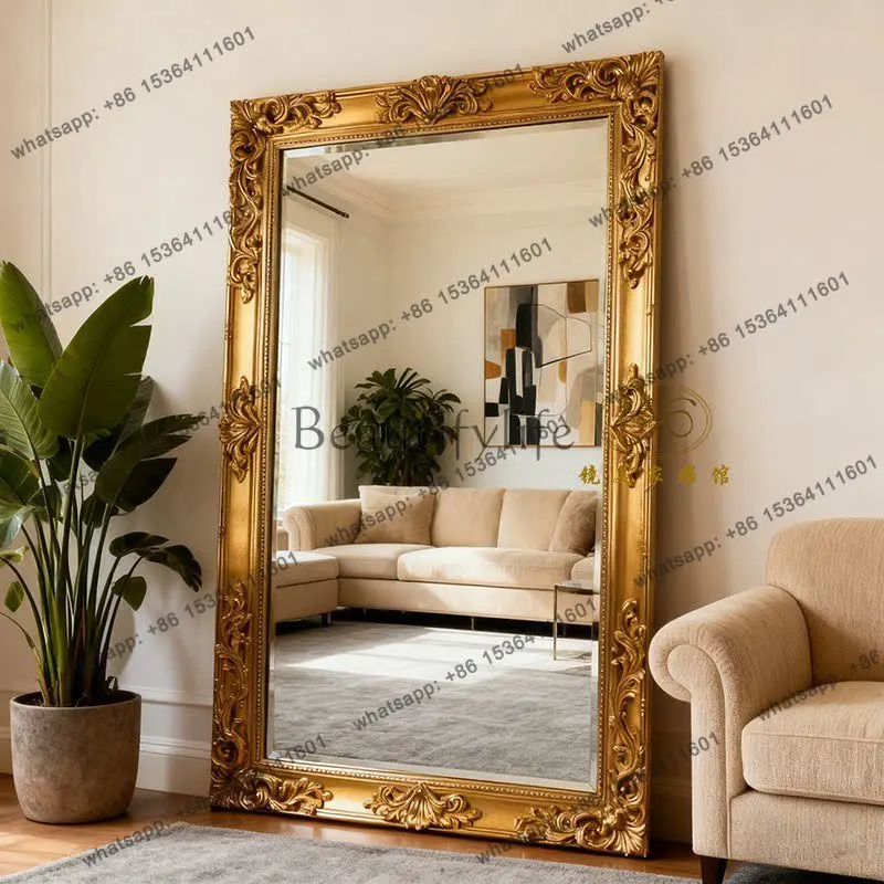 French retro full-length mirror villa living room decoration fitting mirror