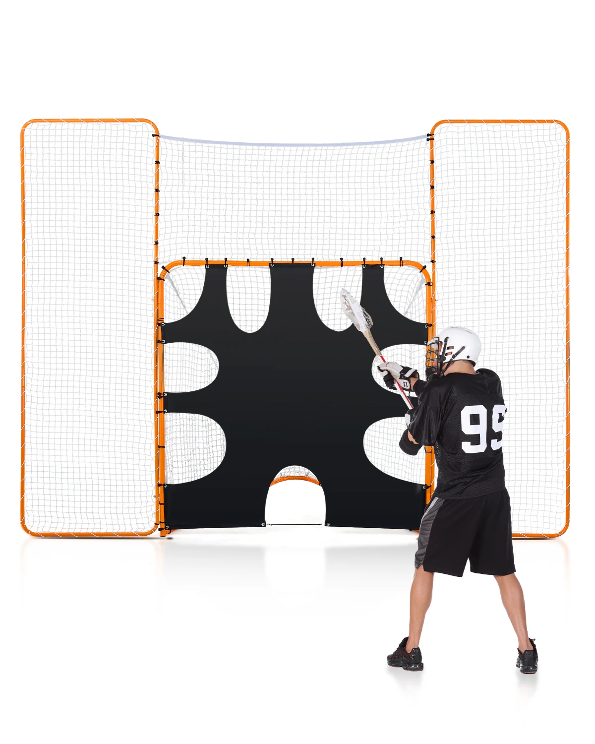SucceBuy 3-IN-1 Lacrosse Goal 12 x 9 ft with Backstop and Target Steel Frame Training Nets Suitable for Youth Adult Training