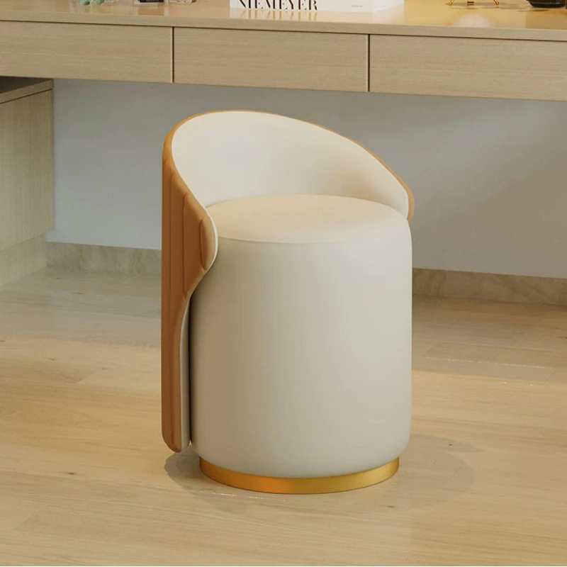 كرسي مكياج مستدير فاخر من Ins Vanity مع مسند ظهر بإطار من الخشب الصلب ومقعد غرفة النوم للفتيات منضدة الزينة الحديثة العثمانية #3