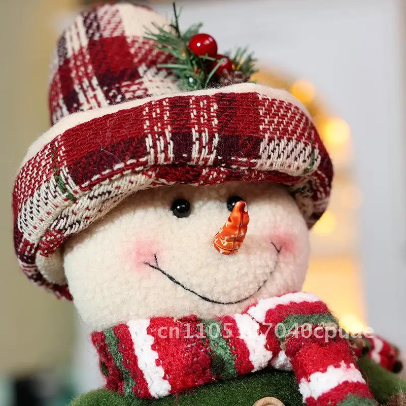 Novas decorações de boneca de natal xadrez velho boneco de neve elk stand boneca boneca do feriado