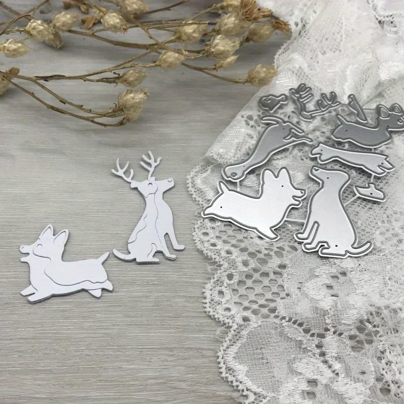 1 Stück Bastel-Stanzformen aus Metall, Schneidform für Welpen, Hunde, Hirsche, Dekoration, Scrapbook, Papierhandwerk, Klingenschablonen, Stanzformen