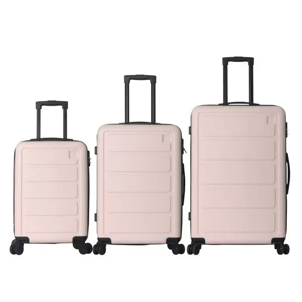 

3Pcs Pink ABS Hardshell Luggage Set Lightweight Durable Trolley Case With Smooth Spinner Wheels 20'' 24'' 28'' For Travel