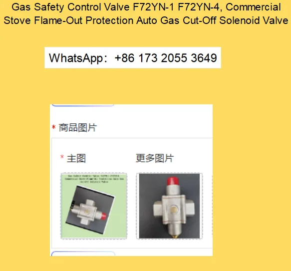 Gas Safety Control Valve F72YN‑1 F72YN‑4, Commercial Stove Flame‑Out Protection Auto Gas Cut‑Off Solenoid Valve
