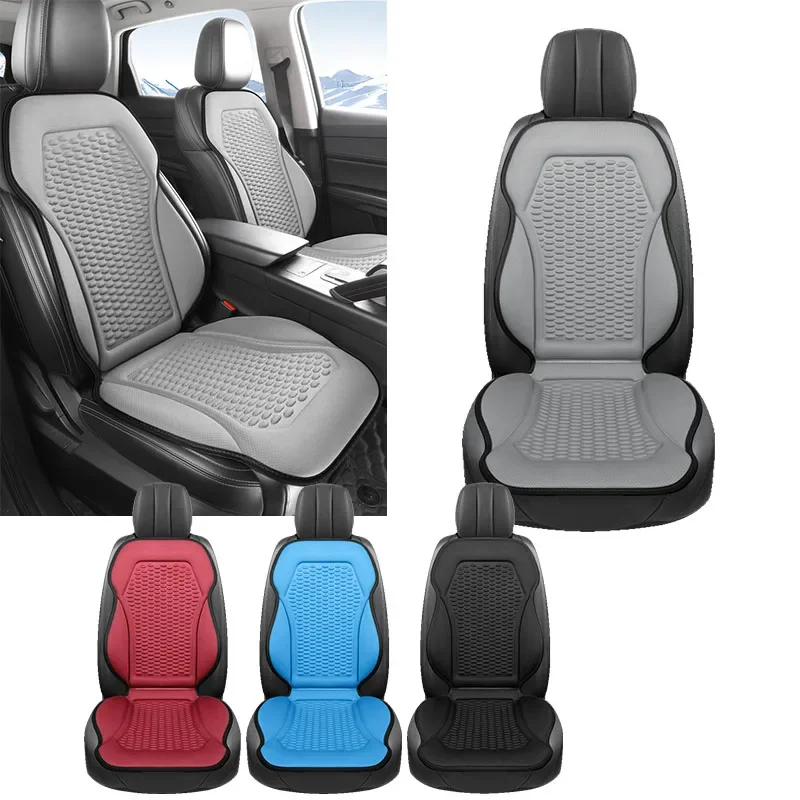 

3D Textured Breathable Cooling Summer Car Seat Cushions,Ice Silk Fabric Front Dual-Seat Pads, Easy Installation No Straps Need