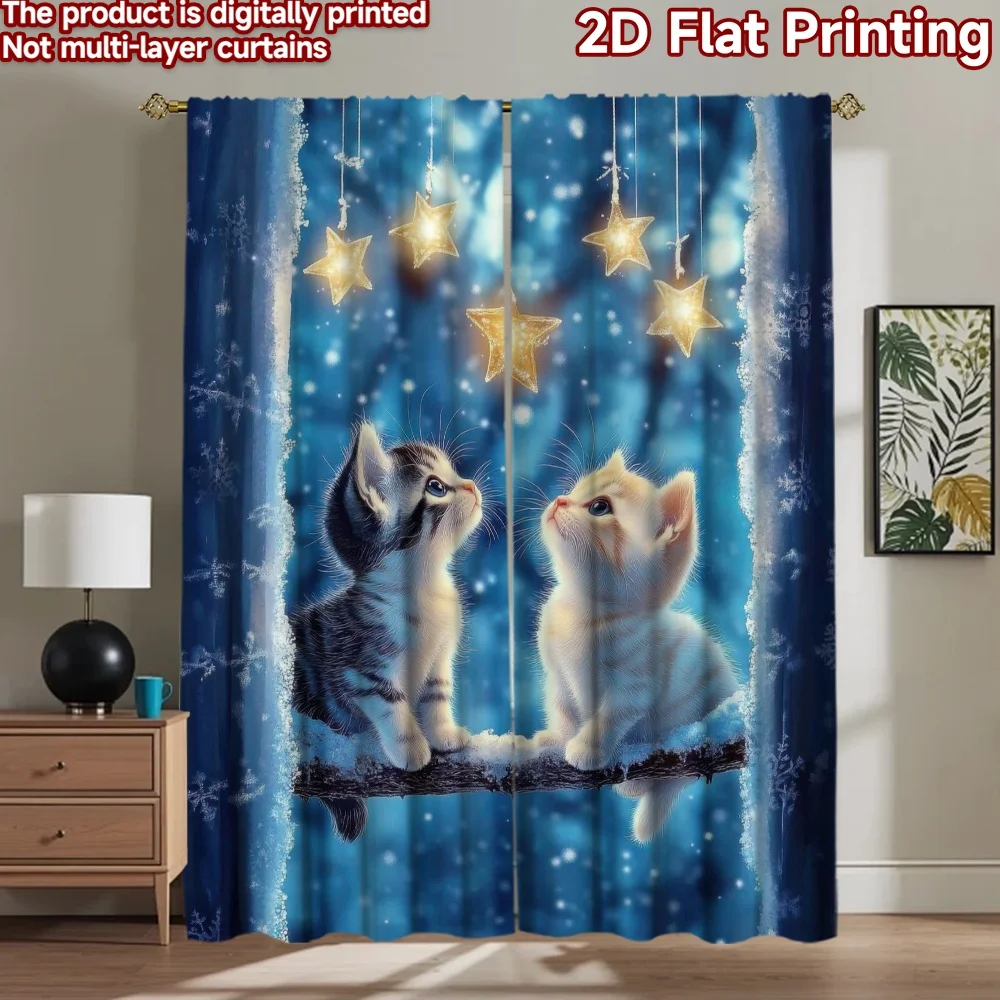 

1pc 2D flat Photography Backdrop Background Banner Christmas Starry Night (2) 100% Polyester Family Party for Suitable for