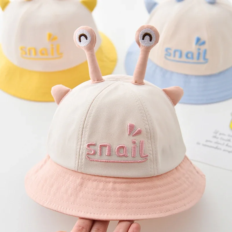 Cartoon Snail Baby Bucket Hat Cute Solid Color Ear Kids Fisherman Cap Spring Summer Wide-brim Toddler Panama Sun Hats