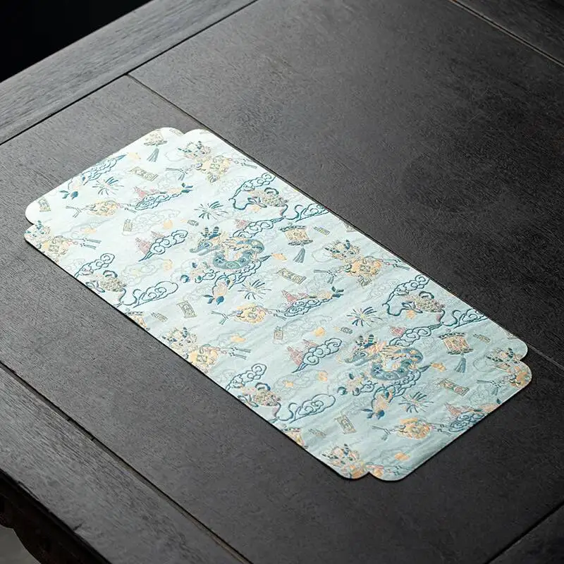 Brocade Tea Mat Auspicious Dragon Chinese Style Table Runner Waterproof Tea Flag Dry Foam Mat Portable Tea Tablecloth Tea view 6