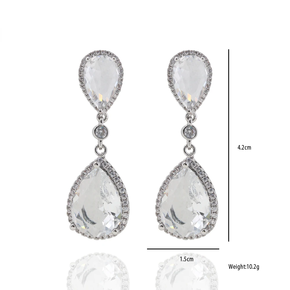 Ruixi  Sparkling Personalized Pavé Crystal Cubic Zirconia Perfectly Handmade Charming Women's Earrings Banquet Party Wedding