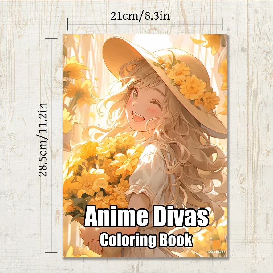 Anime Divas Adult Coloring Book - 8.3x 11.2 Inch 22 Page Coloring Book - Helps Reduce Stress and Ease Emotions