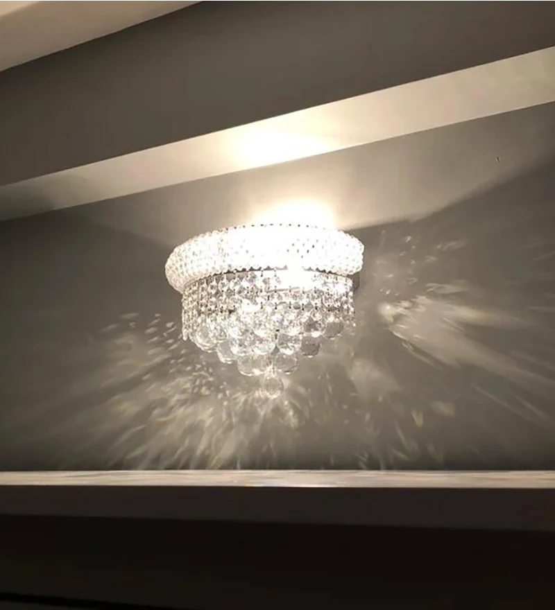 Goldene Kristall-Wandleuchte für Schlafzimmer, Nachttisch, Chrom-Wandleuchte, Heimdekoration, Spiegel-TV-Hintergrund, Flur-Wandbeleuchtung – Detail 1