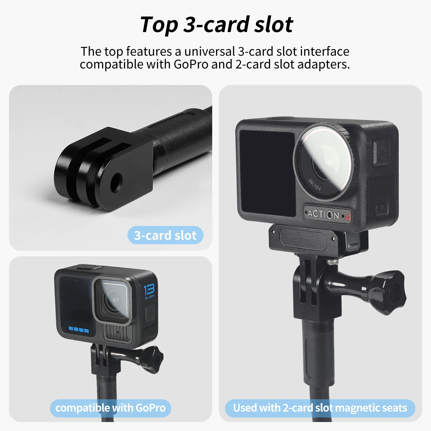 Flexibler Kamerahalter Stativhalterung für GoPro DJI Insta360 Kamera iPhone Huawei Magnet-Halterung Biegbarer Selfie-Stick mit Rotation – Detail 2