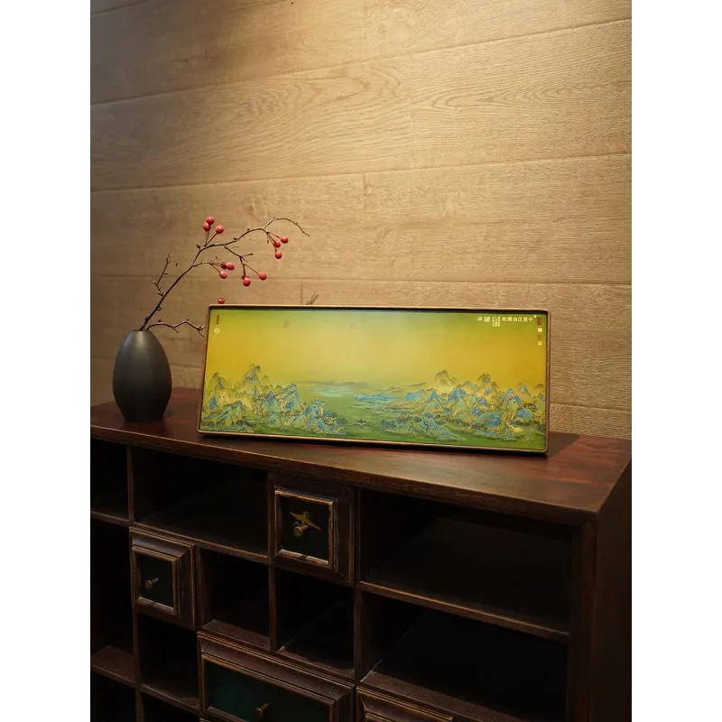 

Table top ornament painting, living room small table, copper painting ornament