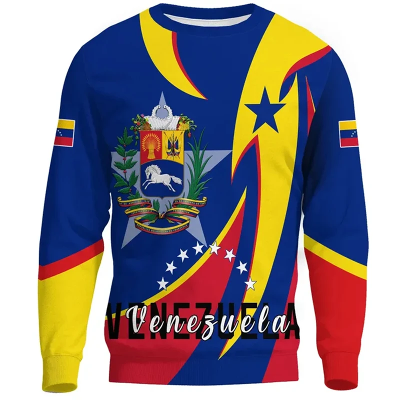 

Venezuela Flag Map Graphic Sweatshirts National Emblem Pullovers For Men Clothes Casual Male Tracksuit Women Sweatshirt Boy Tops