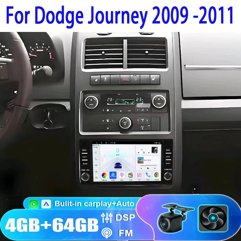 7'' For Dodge Journey 2009 -2011 Sedan Multimedia Player Apple Carplay Android Auto Wireless GPS BT WIFI Navigation 4GB-64GB
