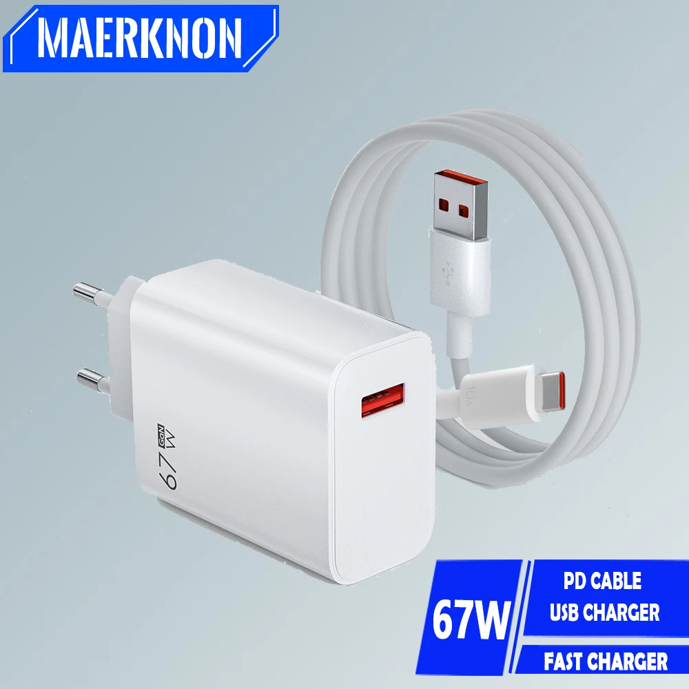 67W USB Charger Fast Charging Type C 6A Cable Quick Charger 3.0 Mobile Phone Chargers For iPhone 15 Huawei Samsung Xiaomi QC3.0