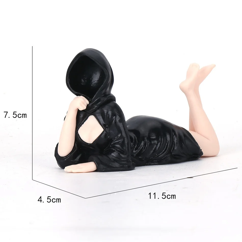 NEW Mysterious Statue Gothic Black Robe Queen Figure Bookshelf Sculpture Spooky Sitting Statues Desktop Ornaments Gifts Sexy 3d