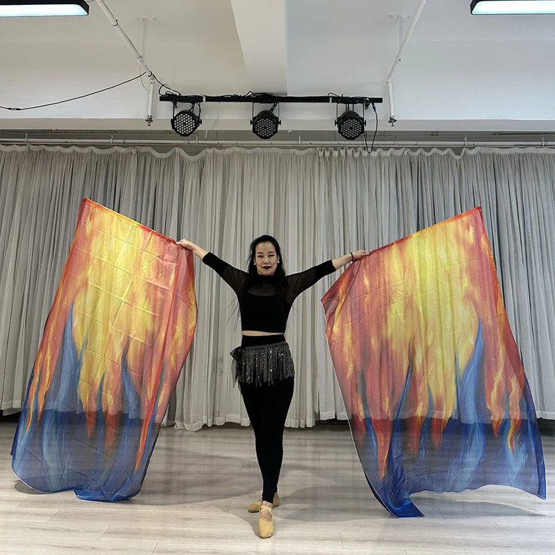 160 * 110 cm Rekwizyty sceniczne Flaga Taniec brzucha Jedwabne welony Jedwabne skrzydło Flaga chwały Flaga wiary Flaga welonu z kijami