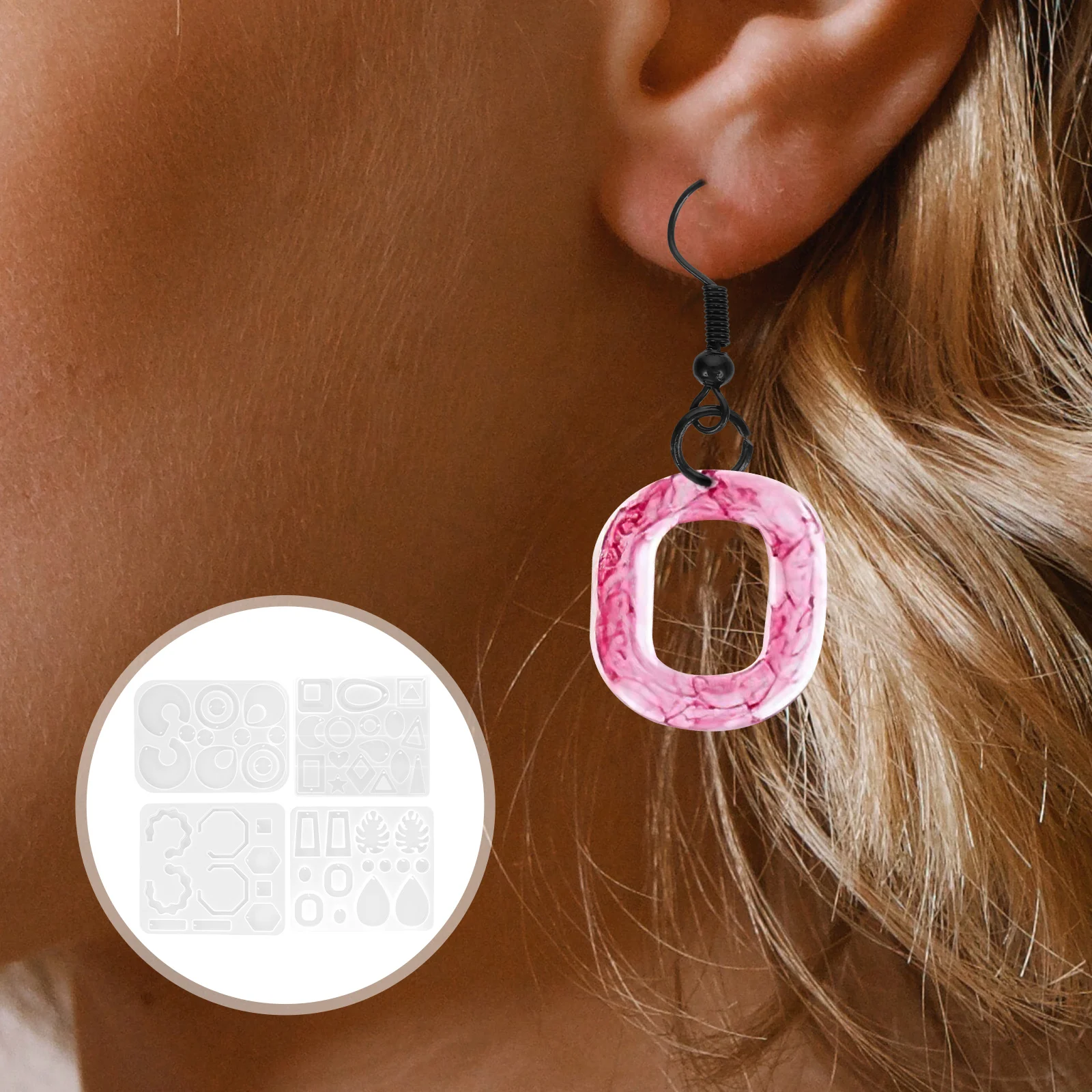 

4pcs Crystal Pendant Mold Flexible Silicone Earring Necklace Resin Jewelry DIY Crafts Safe Wax Drop Making Supplies