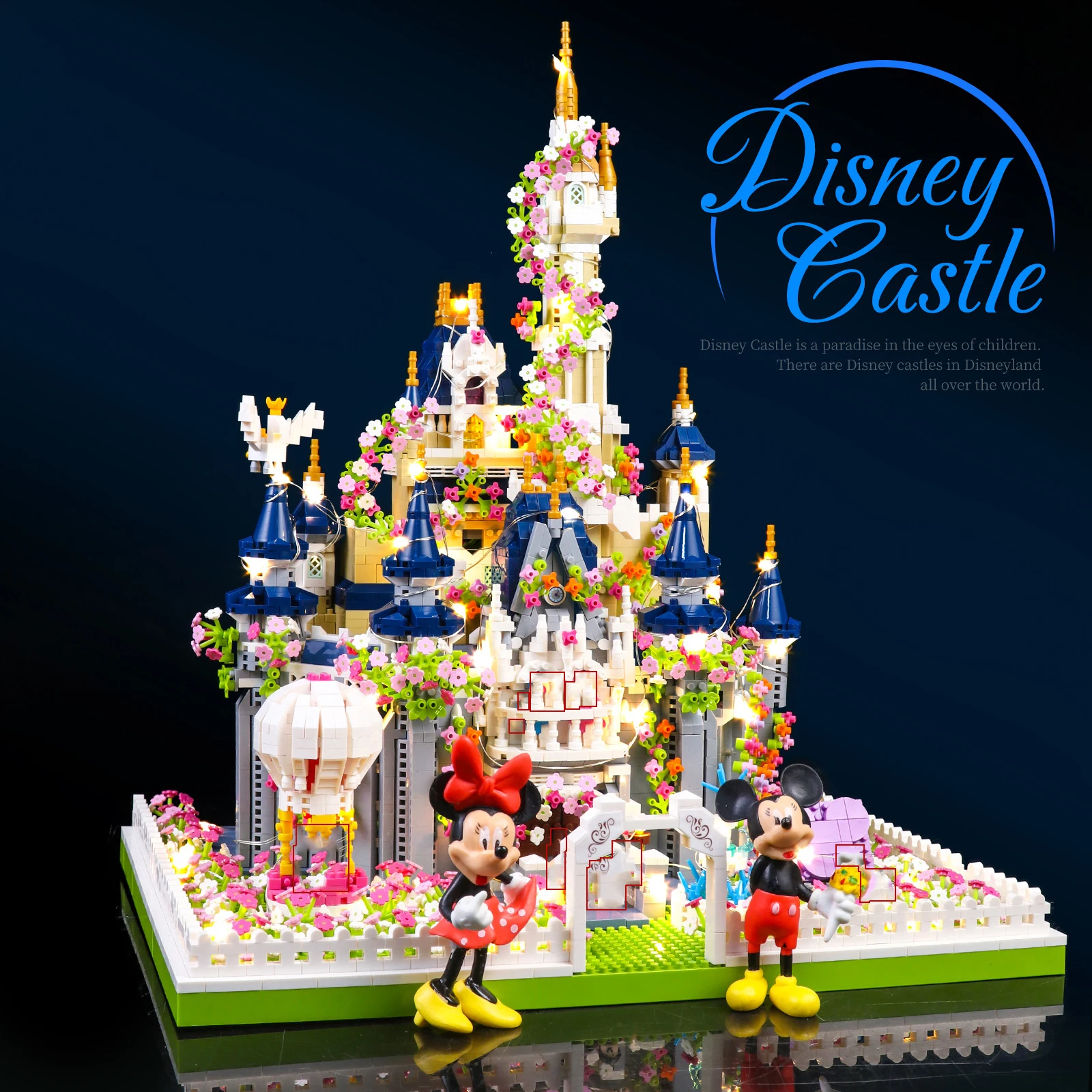 

5300pcs+ Blue Disney Garden Castle Building Blocks Architecture Model Mini Diamond Bricks Toys For Kids Gifts PZ1501