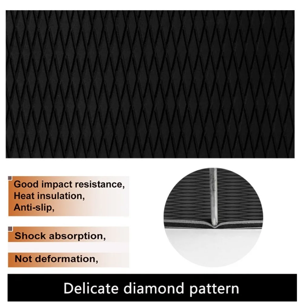 Black EVA Foam Boat Decking Sheet Diamond Pattern Non-Slip Self-Adhesive Marine Mat for Sailboats Surfboards Windsurfing Boards