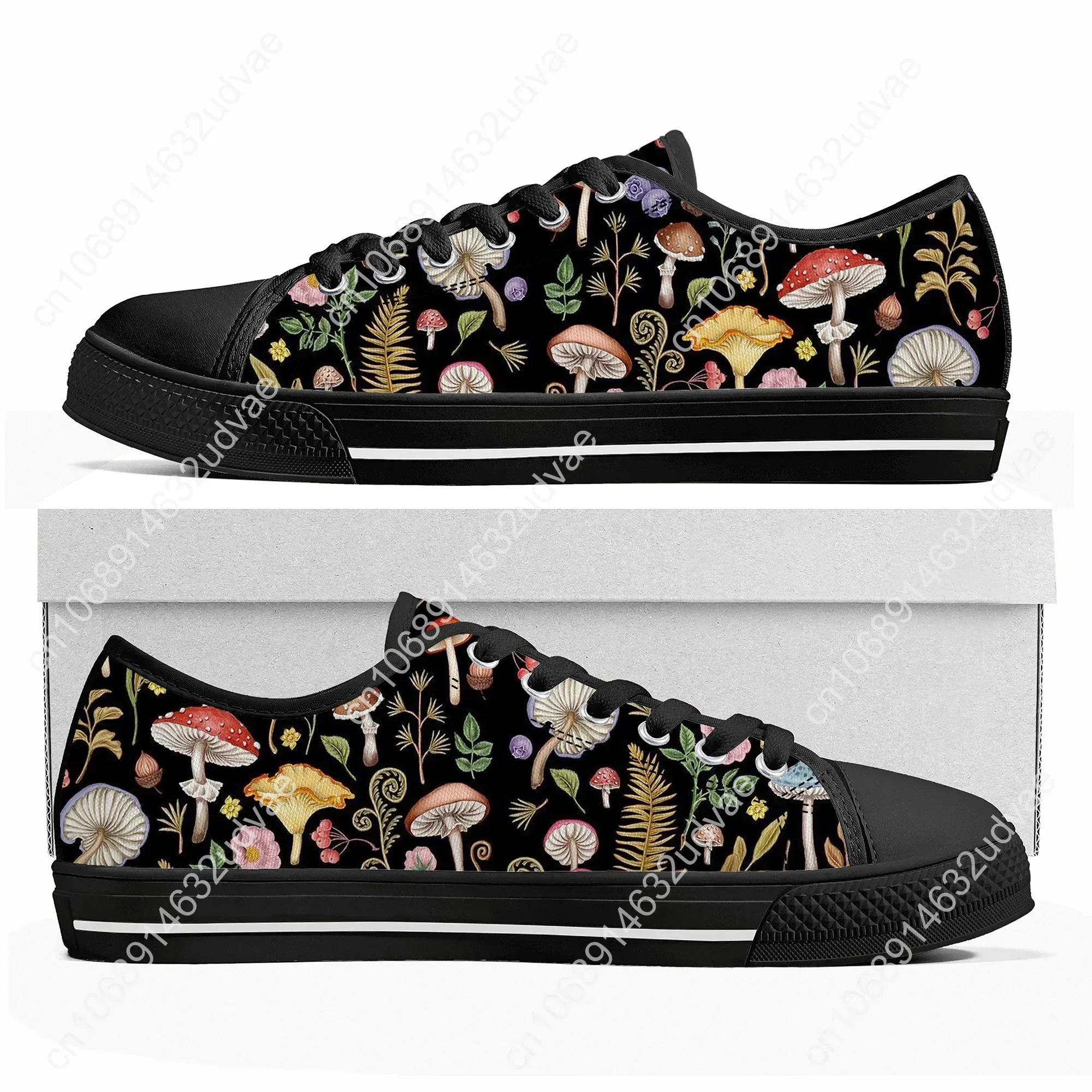 Mushroom Vintage Made Low Top Sneakers Mens Womens High Quality Canvas Sneaker Bespoke Casual Couple Shoes Custom Shoes 2