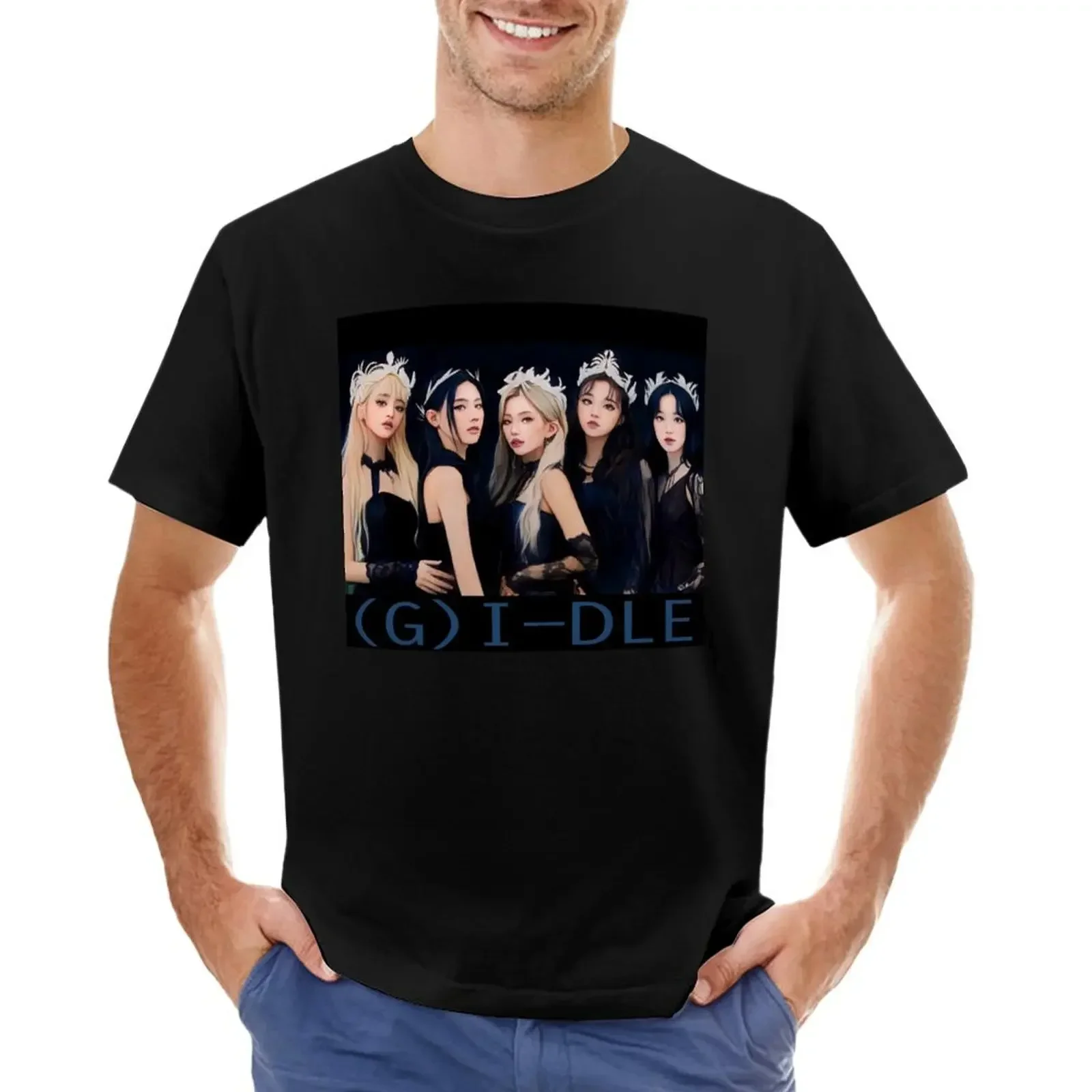 

(G)I-DLE Never Die Group T-shirt boys whites animal prinfor boys mens cotton t shirts