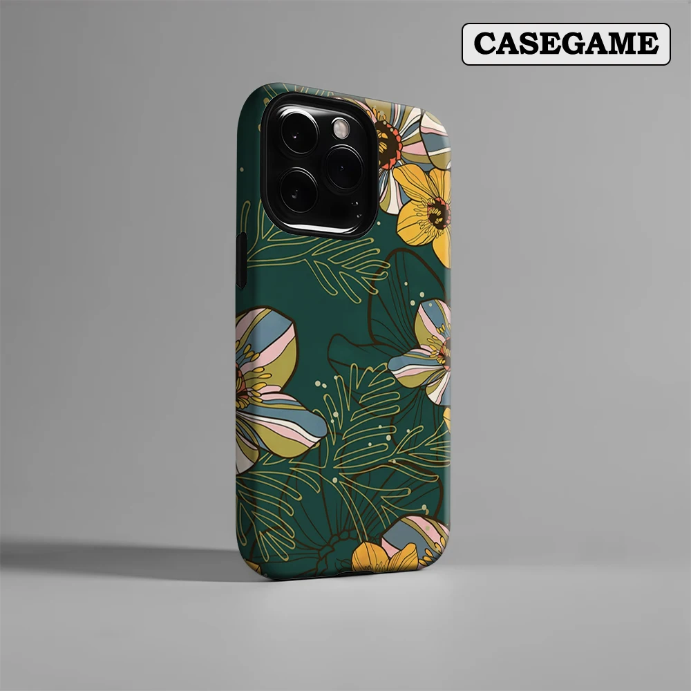 

Niche Luxury Vintage Blooms Phone Case for iPhone 17 16 15 14 13 12 11 Pro Max Air Plus Luxury Double-layer Back Cover