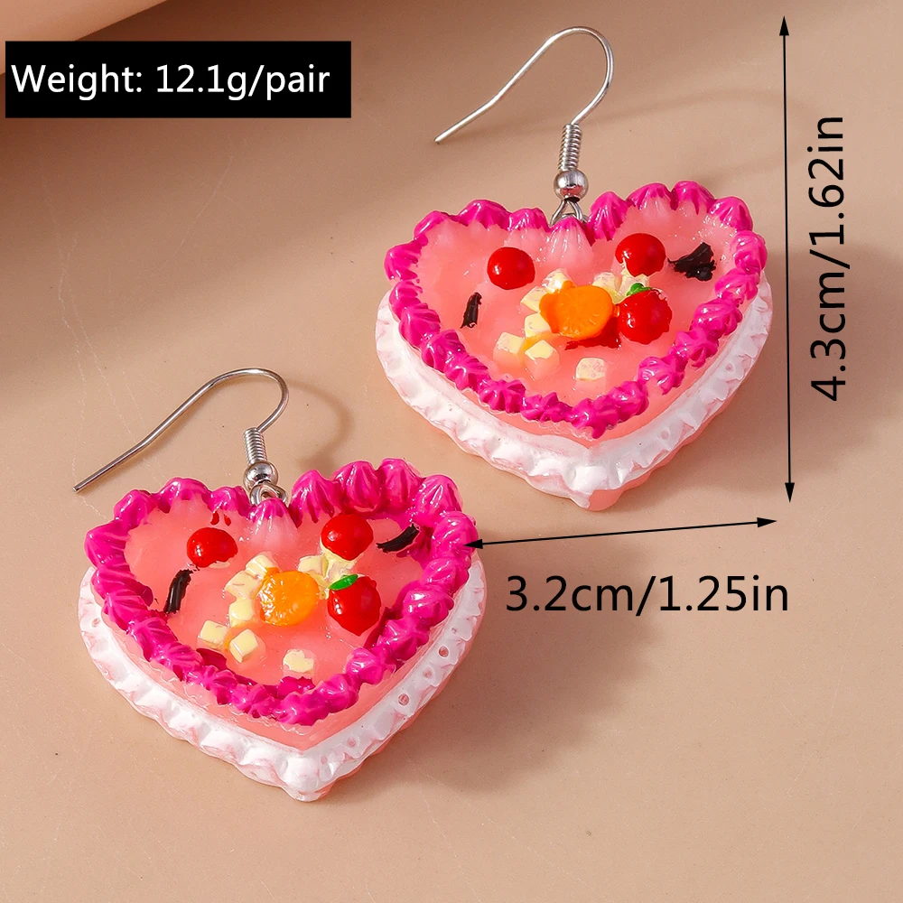 Aihua New In Cute Resin Funny Food Earrings Sweet Simulation Birthday Cake Ice Cream Earrings Girl Kids Jewelry Gifts
