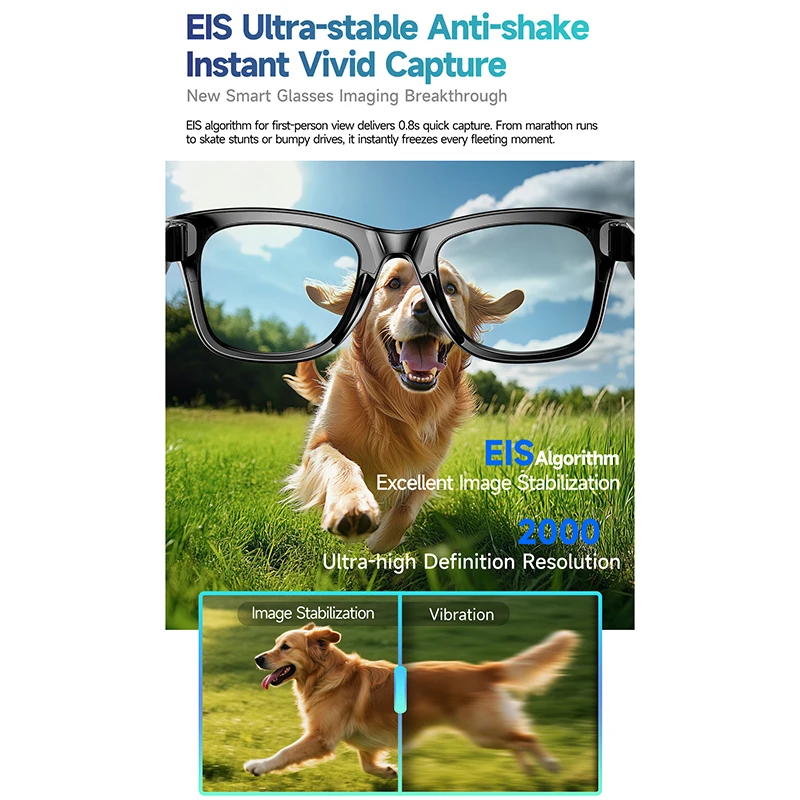 1080P AI HD 8MP Camera Men Women Smart Glasses Take Video AI Chat Real-time Translate Bluetooth Call IP65 Waterproof Sunglasses