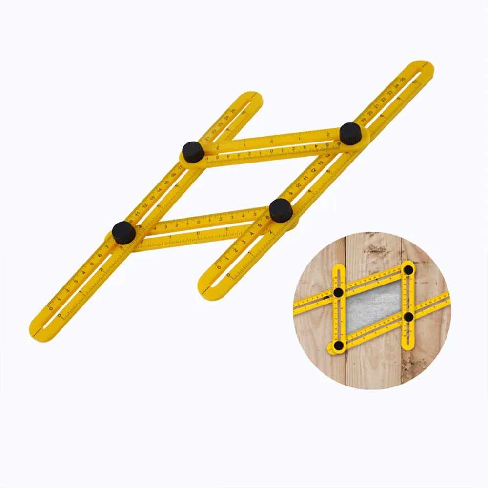 Multi functional plastic woodworking four fold ruler, foldable positioning ruler, decoration drawing measurement tool