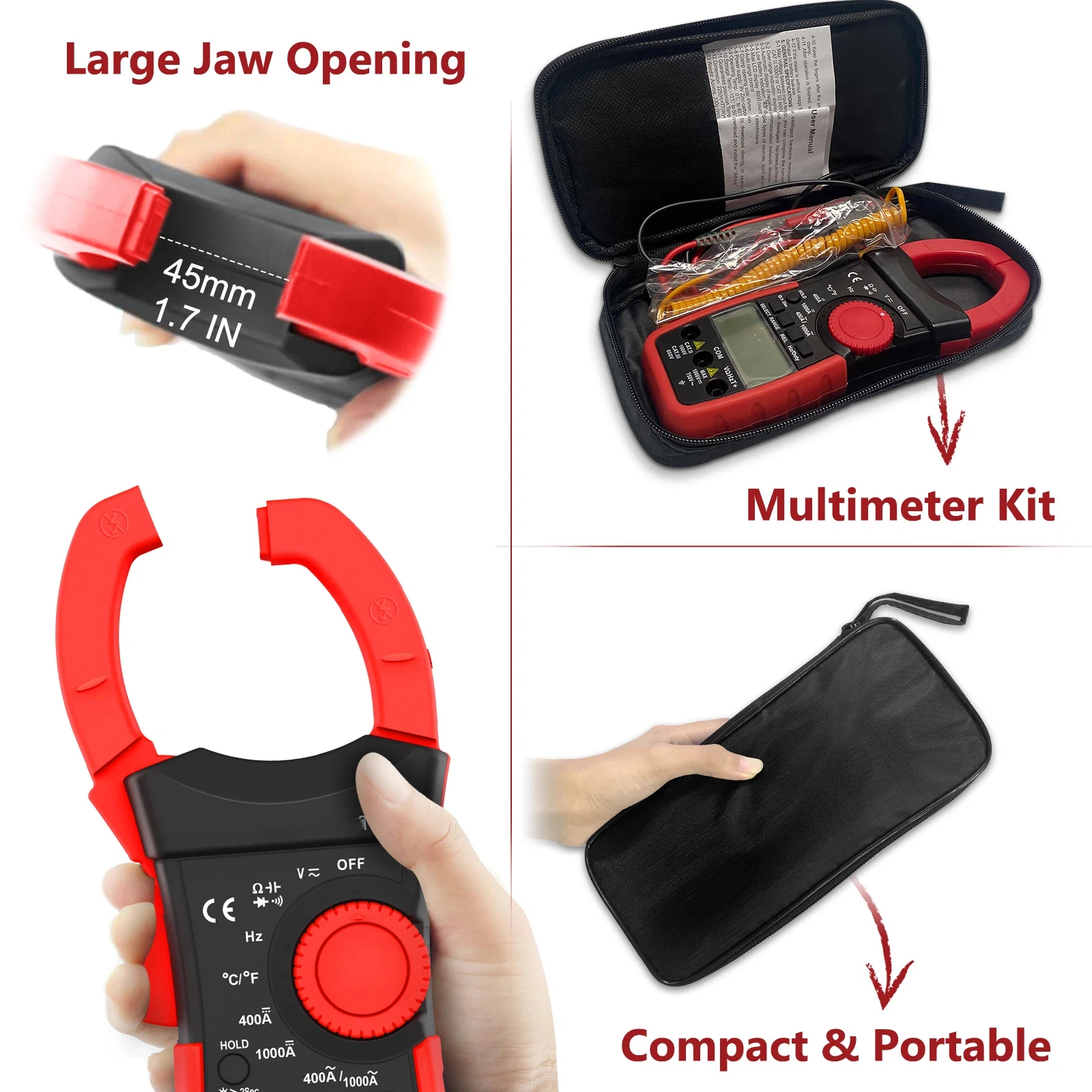 

Digital Clamp Meter, TRMS 4000 Counts Clamp Meter AC/DC, Auto Range Tester Meter with Mobile App Measures AC/DC Voltage