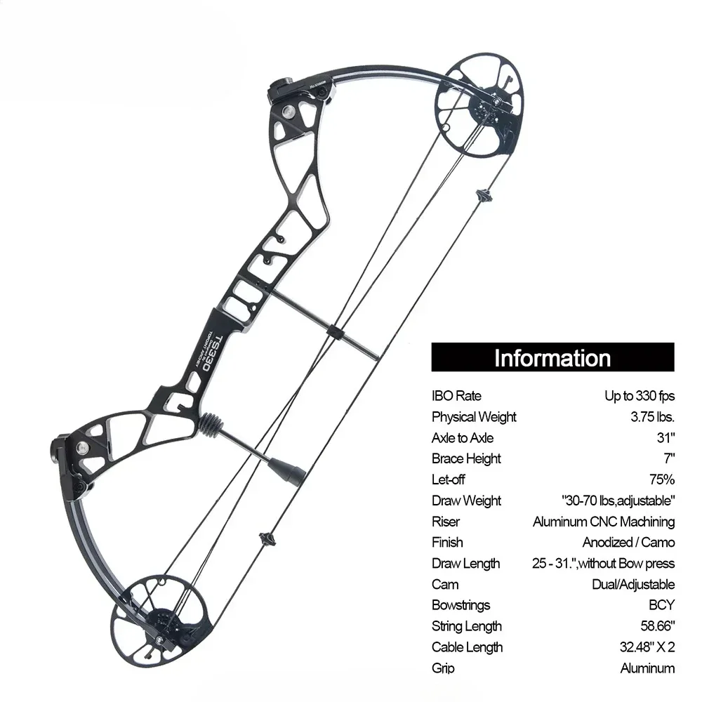 TOPOINT ARCHERY Compound Bow TS330 Hunting Bow CNC Milling Left And Right Handed Bare Bow