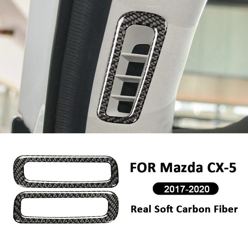 

For Mazda CX-5 2017-2020 Carbon Fiber Car Inner Door A-Pillar Air Outlet Vent Panel Frame Trim Cover Interior Decoration Sticker