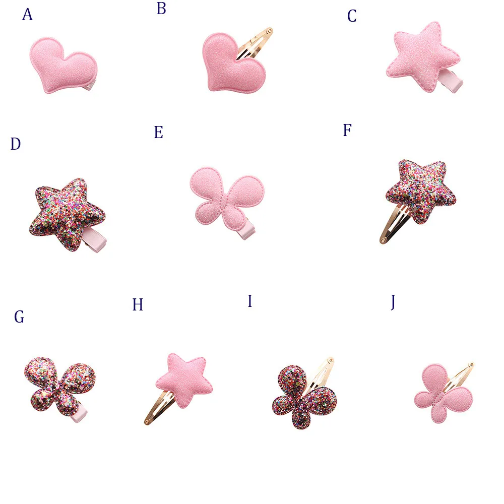 Glitter Sparkle Hair Clips For Girls Baby Kids Girls Children Shiny Princess Sequins Star Heart Butterfly Hair Clip