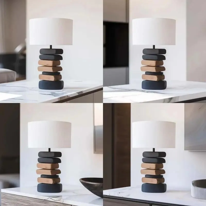 Multi-layer Irregular Stone Shaped Two Color Wood Art Table Ornament European Natural Style Living Room Handicraft Gift